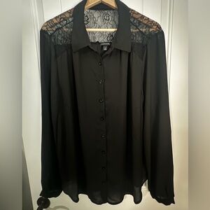 Torrid Black Lace Button Down Shirt
